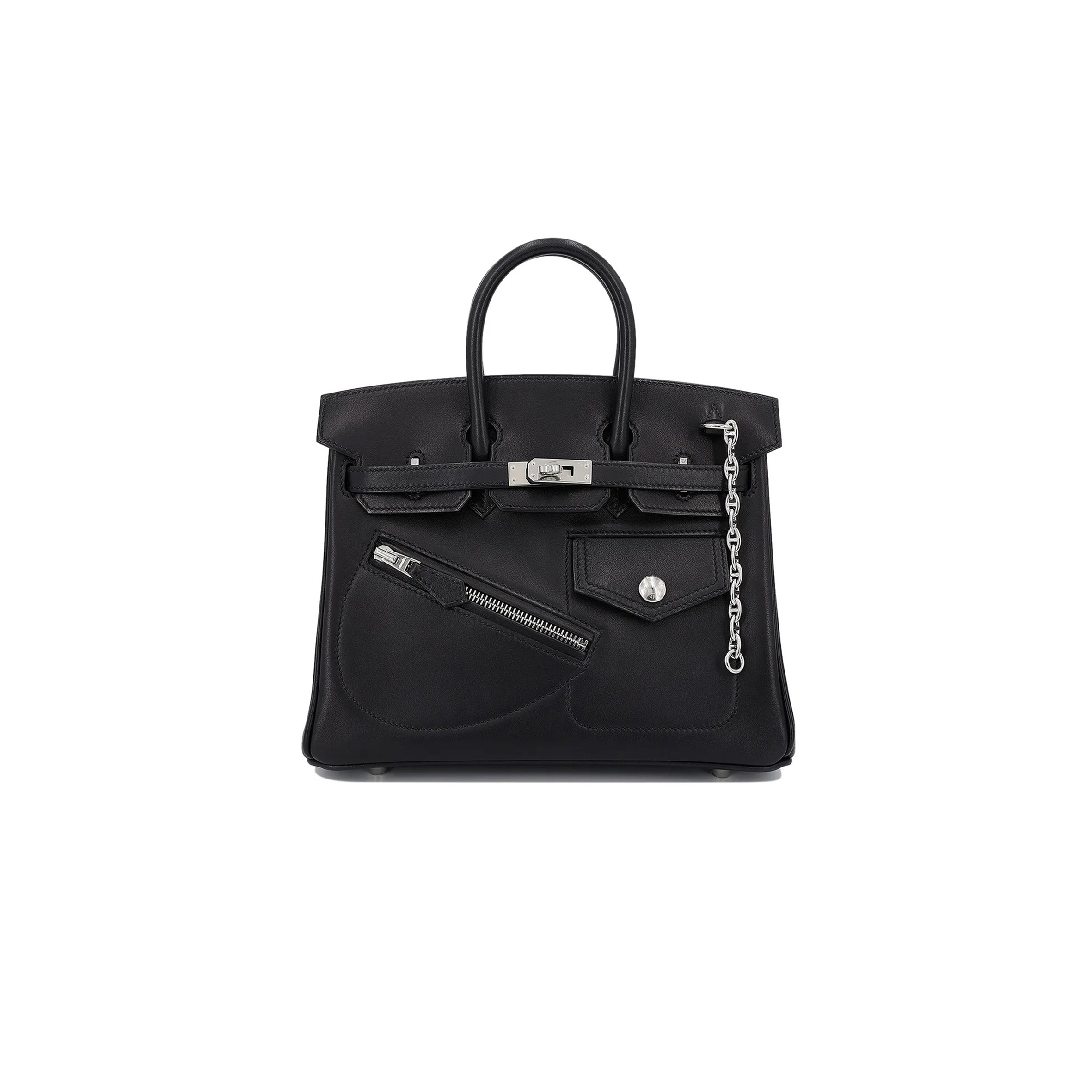 H**mes master birkin 25 rock black silver hardware 10074565 (25*20*13cm)